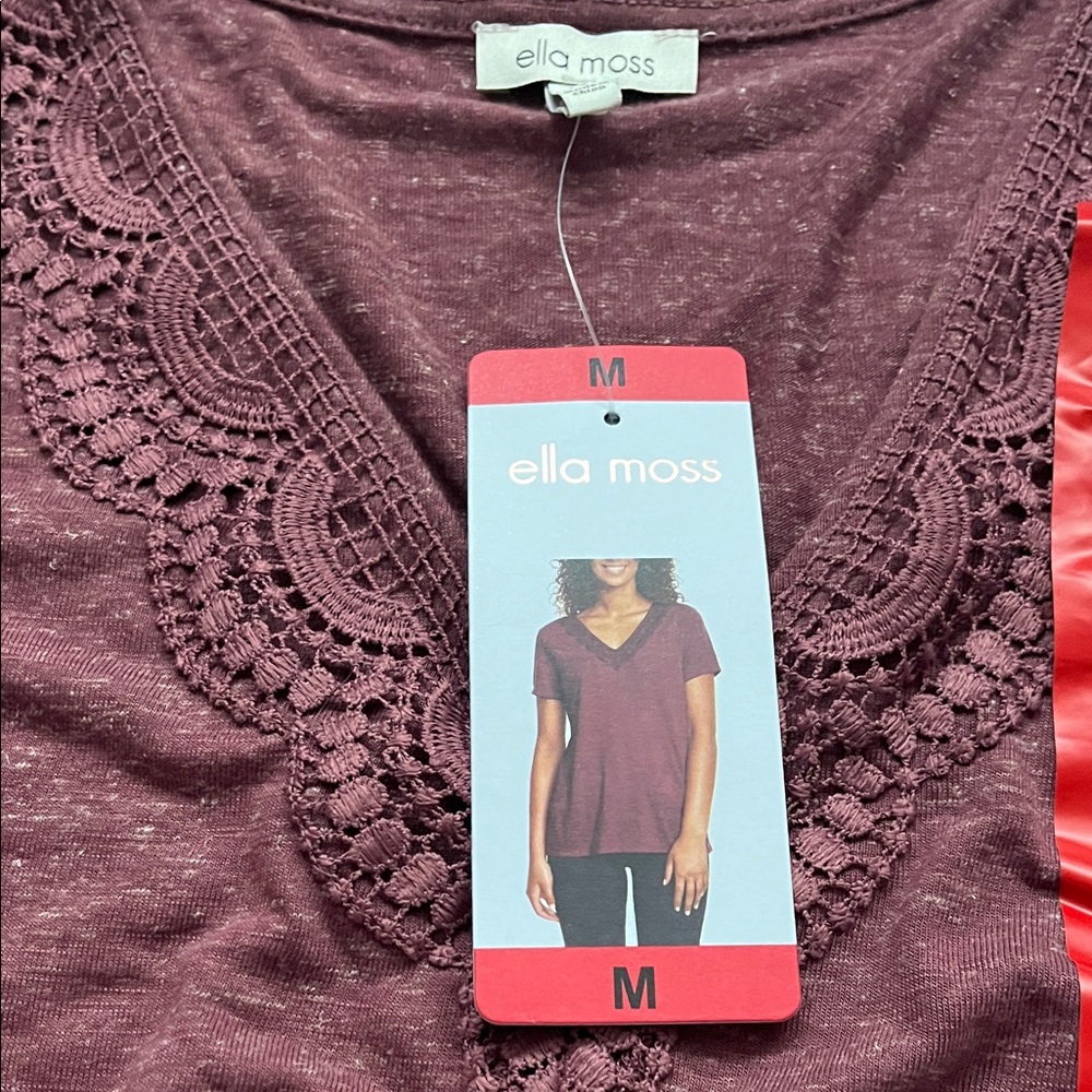 Ella Moss Women's Plum Lace Detail Tee